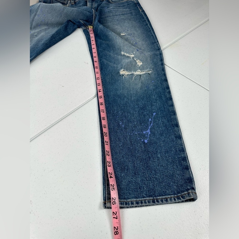 NWOT Hudson Holly Straight High Rise Paint Splatter Distressed Jeans Never Ever - Picture 7 of 13